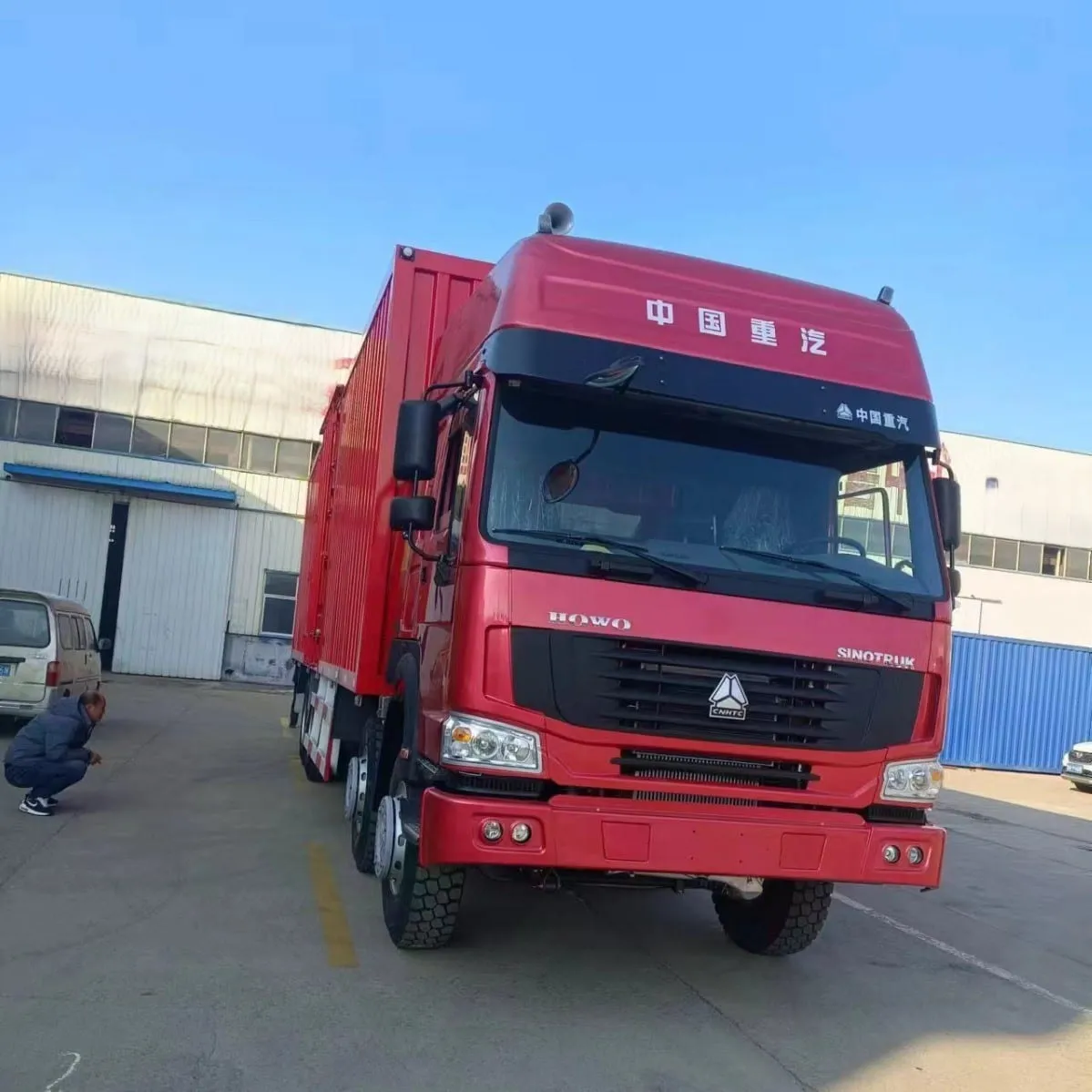 Used HOWO box van truck with enclosed cargo body, export ready