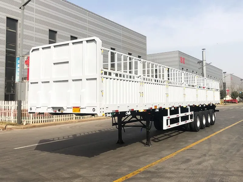 Used dropside trailer with removable steel side boards and flat deck