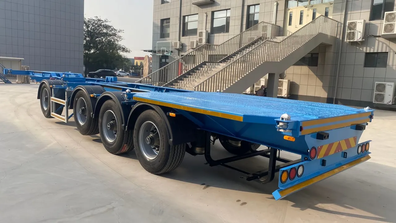Used 40ft skeletal container chassis trailer ready for ISO container loading